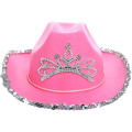 UNIQ Pink Bling Cowgirl Hat Novelty Child Pink Cowboy Hat with Blinking Tiara